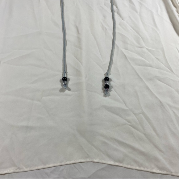 Moa Moa Top tank top woman’s Medium Boho Embroidered Shirt Tassels Blouse beige - Picture 5 of 10